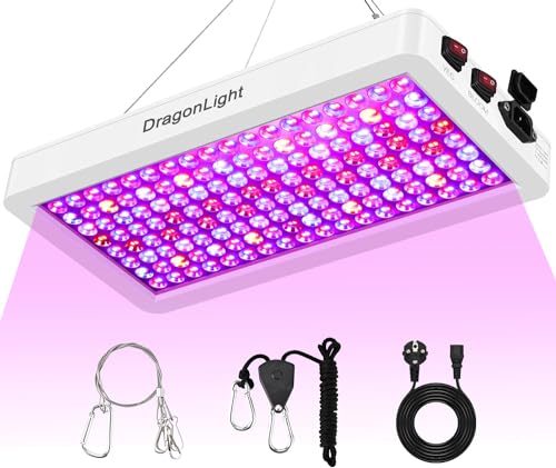 DragonLight 2024 Neueste BW2000 Pflanzenlampe LED Vollspektrum mit UV IR, Doppelchips LED Grow Lampe mit 3-Meter-Kabel für Gewächshaus und Zimmerpflanzen Gemüse und Blumenanbau [Weiß] von DragonLight