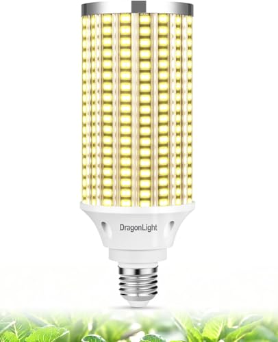 DragonLight 60W LED Pflanzenlampe Vollspektrum(400W Äquivalent) - E27 Pflanzenlicht 4000K Wachstumslampe - High PPFD Grow Light für Gewächshäusern, Zimmerpflanzen, Gemüse, Blumen von DragonLight