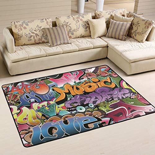 DragonSwordlinsu COOSUN Graffiti-Design, Teppich, rutschfest, für Wohnzimmer, Schlafzimmer, 91 x 60,9 cm von DragonSwordlinsu