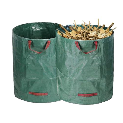 2er Set Faltbarer Gartensack 300 Liter, Garten Laubsack Selbstaufstellend, Gartensäcke Grünabfall, Gartenabfallsack Mit 3 Griffen Für Den Garten, Stabil, Reißfest, Wiederverwendbar, 67x84cm von DragonX2