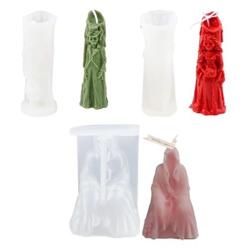 DragonX2 Halloween-Formenset: 3 Stück Silikonform Kerze Totenkopf Silikon Kerzenform für Duftkerzen, Gips, Seife - Schwarz, Einstückig, Silikon DragonX2 Halloween-Formenset: 3 Stück Silikonform Kerze Totenkopf Silikon Kerzenform für Duftkerzen, Gips, Seife - Schwarz, Einstückig, Silikon von DragonX2