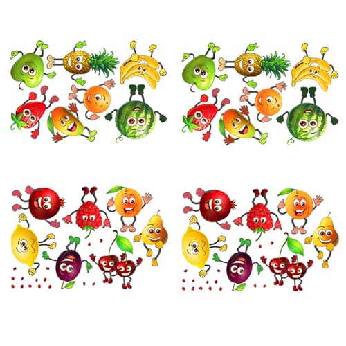 4Pcs Wandtattoo Küche Obst Lustige Obst-Wandaufkleber Kühlschrank Sticker Wandaufkleber Wassermelone, Banane, Ananas, Mango Und Zitrone Küche Esszimmer Kühlschrank Schrank Wanddeko von DragonX2