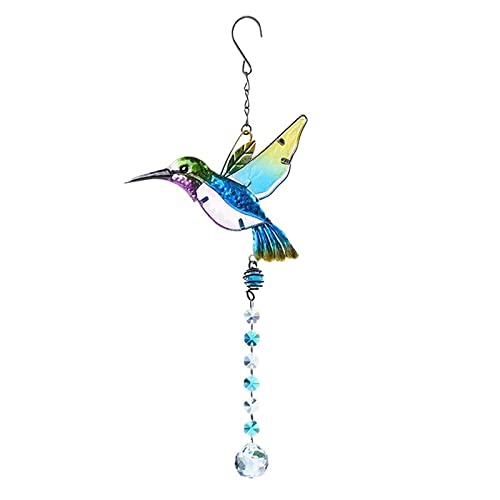 Kolibri Deko Kristall SonnenfäNger Ornament SonnenfäNger Kristall SonnenfäNger FüR Den Garten Vogel Fensteraufkleber Zum Schutz Gegen Vogelschlag FüR Zuhause, Windows, Gartendekoration, 42cm (Blau) von DragonX2