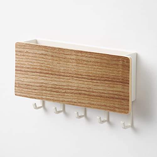 SchlüSselbrett Modern Wand Schlüsselhaken SchlüSselbrett Holz SchlüSselhaken für Die Wand Schlüsselhalter aus Holz mit 5 Kunststoffhaken, um den Postordner mit dem Schlüsselhaken zu kombinieren von DragonX2