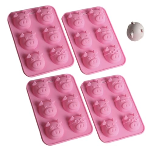 Silikonform Schwein 4 Packungen Mit 6 Mulden, Schweinegesicht Geleeform FüR Kinder Silikonform In LebensmittelqualitäT Emoticons, Ferkel, Kuchenformen FüR Gelee, Fondant, Hartbonbons, Schokolade von DragonX2