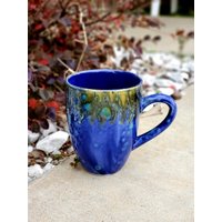 Blau Azurblau Mega Riese 24 Unzen, Super Große Tasse, Handglasiert, Keramik Teetasse, Kaffeetasse, Einzigartiges Geschenk von DragonflyCorners