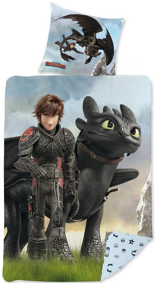 Kinderbettwäsche DreamWorks Dragons - Bettwäsche-Set, 135x200 80x80, Dragons, Baumwolle, 100% Baumwolle von Dragons