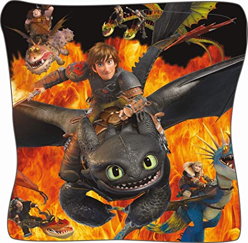 Dragons DreamWorks Zahnloses Hiccup-Kissen, Flammenmotiv, 40 x 40 cm von Dragons