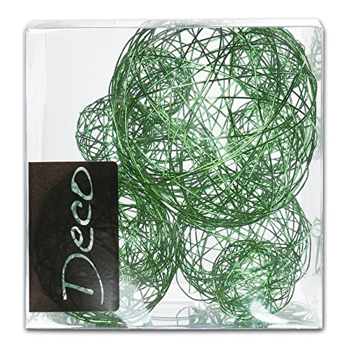 10er Set Drahtbälle - 3 verschiendene Größen - Farbe: grün von Draht-deko