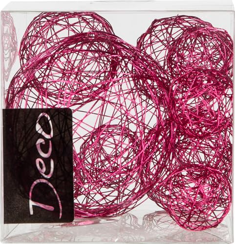 Drahtbälle Set 10-tlg. fuchsia (Klarsichtbox 1000 ml), Drahtkugeln fuchsia, Tischdeko, Deko für Hochzeit, Tischdekoration, Tischdeko fuchsia von Eurosand