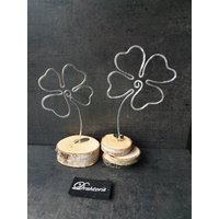 Glücksklee Aus Aludraht Auf Holzscheibe Vom Schmucklabel Drahtoria von Drahtoria