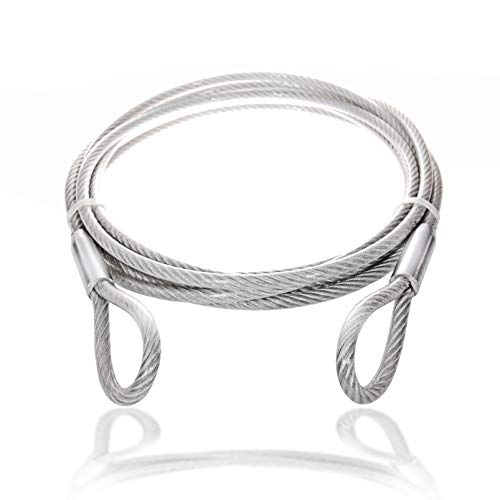 Drahtseile24 Stahlseil ummantelt mit Ösen, Stahlkabel mit Schlaufen, Schlaufenkabel - Diebstahlsicherung für Gartenmöbel, Terrassenmöbel, Fahrrad | Stärke:3mm (2 auf 3) | Länge:1m von Drahtseile24