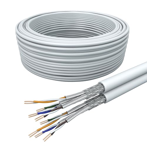 Draka Netzwerkkabel Verlegekabel LAN Kabel 100m Cat 7 Duplex S/FTP PiMF LSZH Halogenfrei AWG 26/1 Optimiert für die Heimverkabelung Installationskabel Datenkabel PoE 100% Kupfer UCHome 10Gbit/s Weiß von Draka