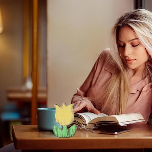 Dranng Holzgefertigte Tulpen | Blumen Tischschilder aus Holz,Rustikale Blumen Deko Tischdekoration Mehrstöckige Tabletts Für Und Tischdekoren von Dranng