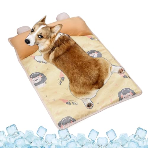Dranng Hundekühlmatte - Kühlende Bettmatte Für Haustiere Mit Höcker | Eismatte mit Kissen für Transportbox Käfig Hundezuhause Sofa Auto bei drinnen draußen von Dranng