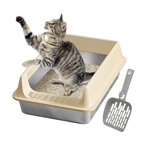 Dranng Katzenklo | Hochwand Katzenklo mit Schaufel - Haftungsfreie Katzentoilette Für Kleine Mittelgroße Große Katzen Garten Terrasse Balkon von Dranng