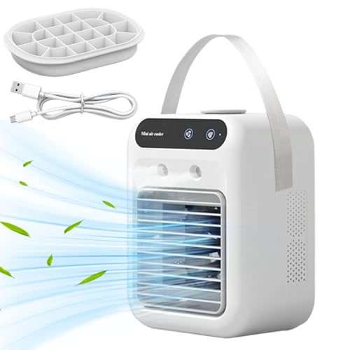 Dranng Klimagerät Kühlventilator | Persönlicher Schreibtisch Luftkühler - Desktop Klimageräte Zubehör Mit Eisbehälter Für Schlafzimmer Wohnzimmer Camping von Dranng