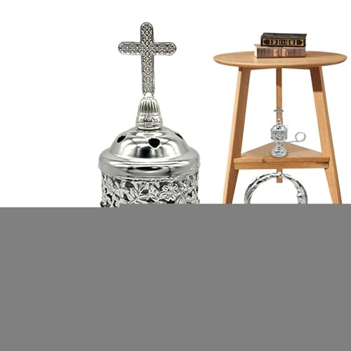 Dranng Kreuz Räuchergefäß | Räucherstäbchen Mit Metallkreuz, Stand Weihrauch Gefäß Mit Griff Messing, Kleine Heimdekoration Und Duft Für Ätherische Aromatherapie Öle von Dranng