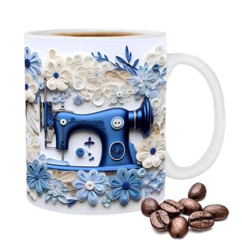 Dranng Lustige Kaffeetasse - Flach bedruckte Keramiktasse im Quiltmaschinen-Design für Kaffee,Kaffee-Latte-Tasse mit Blumenmuster, dekorative Wasserbecher, Geschenk für Damen und Herren Dranng Lustige Kaffeetasse - Flach bedruckte Keramiktasse im Quiltmaschinen-Design für Kaffee,Kaffee-Latte-Tasse mit Blumenmuster, dekorative Wasserbecher, Geschenk für Damen und Herren von Dranng