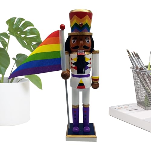 Dranng Nussknacker Für Weihnachten - Holzscheit Nussknacker Figur,Saisonale Dekoration Mit Regenbogenflagge Für Familie & Erwachsene von Dranng