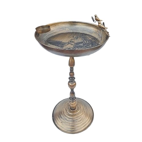 Dranng Stehendes Vogelbad | Stehender Vogelfutterspender Mit Wasserschale - Wasserschale Mit Angebrachter Futterschale Aus Eisen Für Balkon Kolibris Sittiche von Dranng