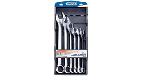 Draper 26695 Hi-Torq metrischer Ringmaulschlüsselsatz, 34 mm-50 mm, 6-teilig, Blau von Draper