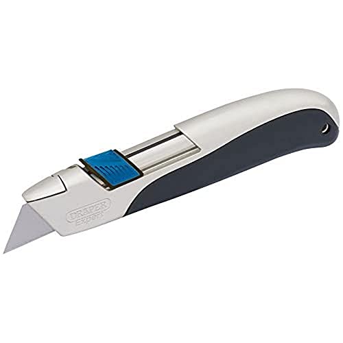 DRAPER 82833 Soft Grip Teppichmesser mit "Safe Klinge Retractor Funktion – Silber von Draper