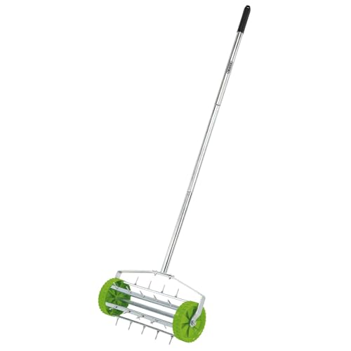 Draper Rollender Rasenlüfter mit 450 mm Stacheltrommel — 83983 — für Gartengrasbelüftung mit 33 mm Zinken, 1 Stück, Grün von Draper