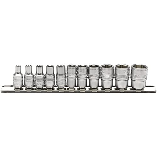 DRAPER B11 A/SR Vierkantantrieb Imperial Sockets auf Metall, blau, 1/4-Zoll, Set 11-teilig von Draper