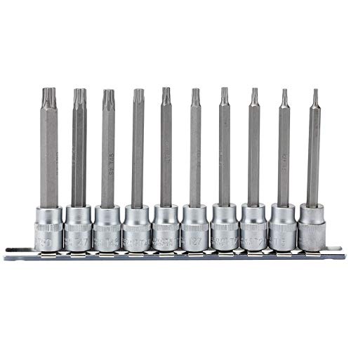 DRAPER d-tx/10/100 Quadratisch Drive Lange TX Star Socket Bit Set, blau, 100 mm 3/8 Zoll, Set 10 Stück von Draper