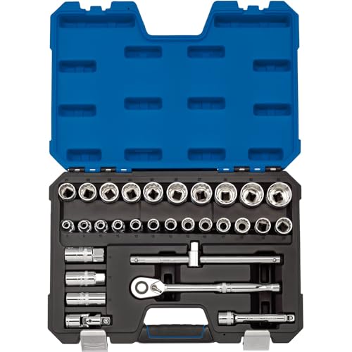 DRAPER h30mn/B Vierkantantrieb metrisch Socket Set, blau, 1/2 Zoll, Set 30 Stück von Draper