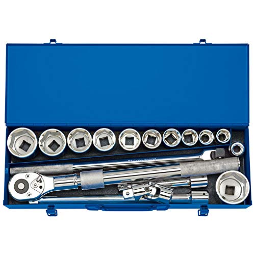 DRAPER mc17 m/B 3/10,2 cm SQ. DR. metrische Sockel Set in Metall Fall (17 Stück), blau von Draper