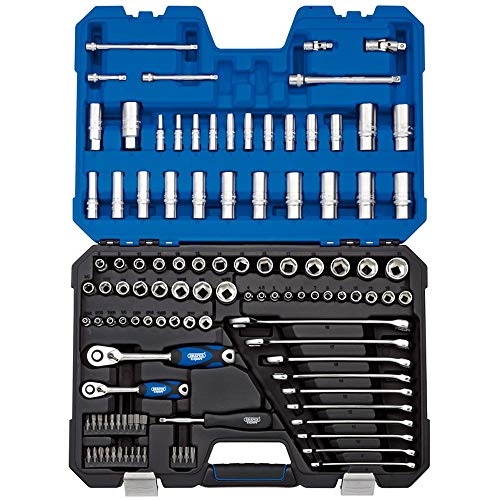 DRAPER tk114 N/SG 1/10,2 cm und 3/20,3 cm SQ. DR. MM/AF Kombiniert Socket Set (114 Stück), blau von Draper