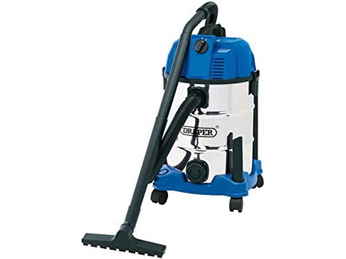 DRAPER wdv30ssb Wet und Dry Staubsauger mit Edelstahl Tank, Blau, 30 Liter von Draper