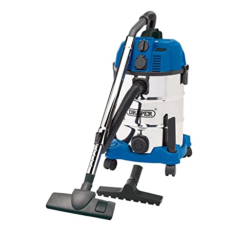 DRAPER wdv30sspa Wet und Dry Staubsauger mit integrierter Steckdose, blau, 30 Liter von Draper