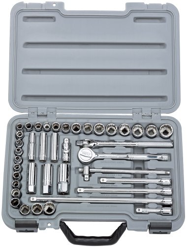 Draper 02369 Steckschlüsselset, 3/8-Zoll-Vierkantantrieb, metrisches und angloamerikanisches System, 40-teiliges Set von Draper