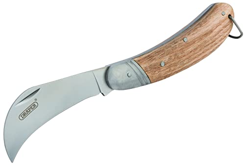 Draper Budding Knife with Oak Handle | Stainless Steel Folding Knife | Single Blade Flick Garden Knife | Gardening Tools | 17558, BROWN von Draper