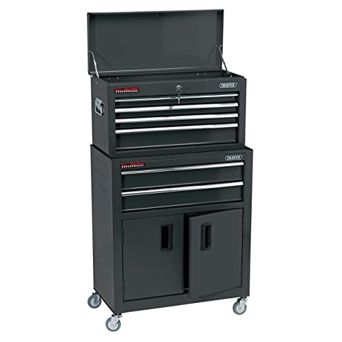 Draper 19572 Schwarzer kombinierter Rollschrank und Werkzeugkasten (61 cm) von Draper