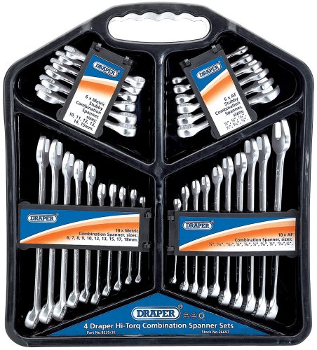 Draper 26697 4 Hi-Torq-Ringmaulschlüssel-Sätze, 2 metrisch/2 imperial von Draper