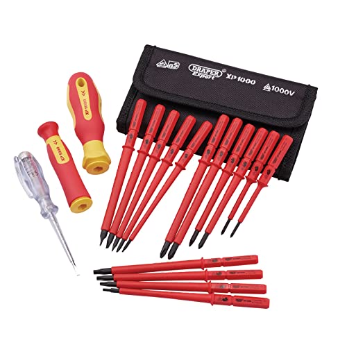 Draper XP1000 18-teiliges Präzisions-Schraubendreher-Set | VDE doppelt isolierte austauschbare Klinge | Elektrowerkzeug-Treiber-Set | Handwerkzeug-Set | 05776 von Draper