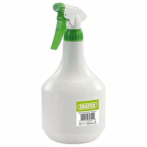 Draper 80620 Wassersprühflasche aus Kunststoff, 1 Liter, 1000 ml, ideal für Gartenarbeit oder Reinigung (weiß, grüne Farbe), 1 Packung von Draper