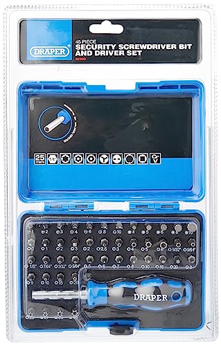 Draper 82399 Sicherheitsschraubendreher mit Schraubendreher, Schwarz, Blau und Silber, Set (45-teilig) von Draper