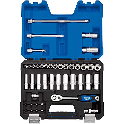 Draper 16480 3/8 Zoll Vierkantantrieb Expert Multidrive Steckschlüsselsatz, 42-teilig, blau von Draper
