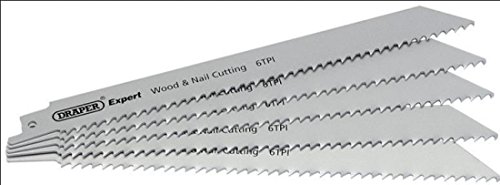 Draper Expert Bi-Metall Stichsägeblätter 6Tpi für Holz und Nägel 5er Pack von Draper