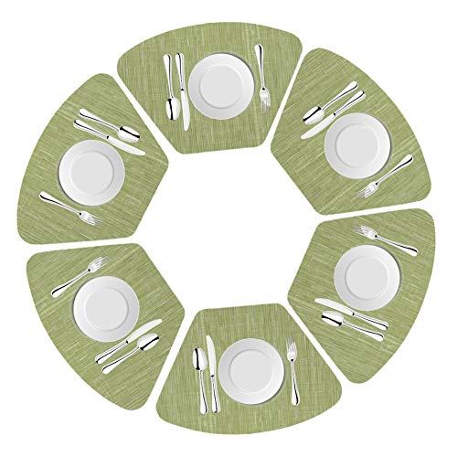 Drasawee Runde Tischsets Set von 6 Keilabwaschbare Tischsets für Küchentisch, hitzebeständig, runder Tisch (grün, 6 Stück) von Drasawee