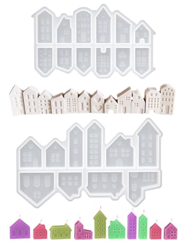 22 PCS Silikonform Häuser, Kerzenhalter, Mini Gießformen für Weihnachten DIY - Epoxidharz, Seife, Gips 22 PCS Silikonform Häuser, Kerzenhalter, Mini Gießformen für Weihnachten DIY - Epoxidharz, Seife, Gips von Drasohuija
