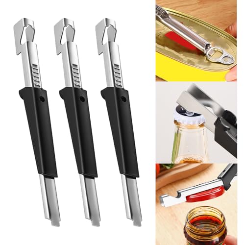 3 PCS Müheloser Arthritis Glasöffner,Schraubdeckelöffner,Jar Opener,Flaschenöffner für Senioren,leicht zu öffnender Multifunctional Deckelöffner,Arbeitssparender Glasdeckelöffner aus Edelstahl-Schwarz von Drasohuija