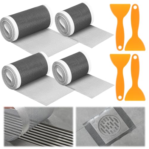 19m 4 Stück Abflusssieb Dusche, 70mm/100mm/120mm Haarfänger Dusche Selbstklebender, Sieb Dusche Abfluss Haare, Duschabfluss Mesh Aufkleber mit 4 Plastikspatel für Duschrinne Bad, Küchen von Draupnir
