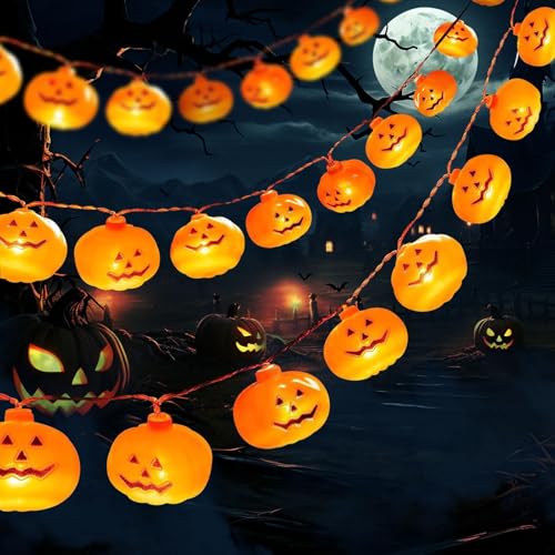 Drawelry Halloween Deko Lichterkette mit USB Angetrieben LED Lichterketten Spinnen Dämonen Geister Kürbis Nacht Lichter für Halloween Party Innen Außen Dekoration (USB-03, 3m) von Drawelry
