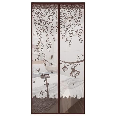 Drawelry Magnet Fenster Fliegengitter mit Selbstklebend Magnet Türvorhänge Moskitonetz Netz Gewebte Anti-Mücken Fliegen Insektenschutz Türgitter für Haus Tür Fenster (Affenmuster, 180 * 220cm) von Drawelry
